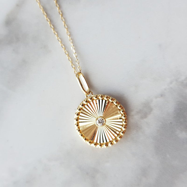 Sami Fine Jewelry Gold Textured Sunray Necklace PD10793